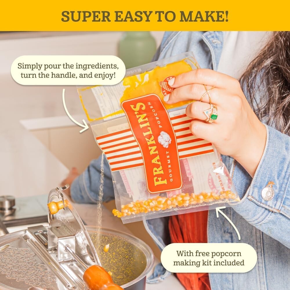 Authentic 6-Quart Stovetop Popcorn Maker with FREE Organic Kit for Movie Nights