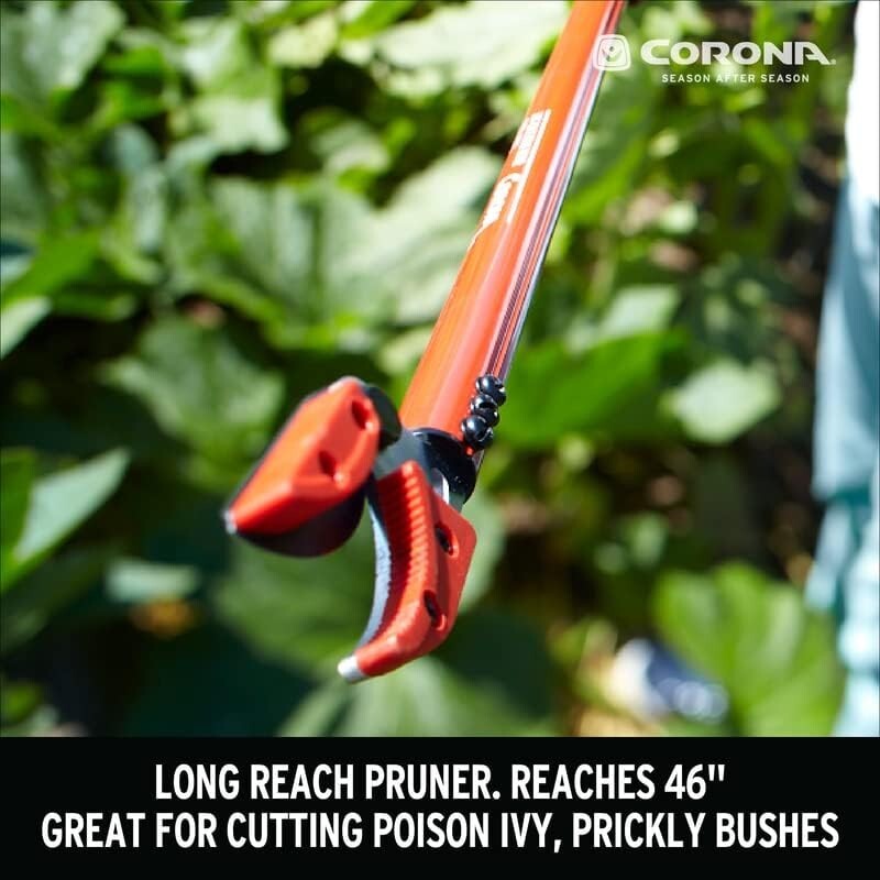 Classic Red Extendable Pruning Tool: Durable Bypass Blade with Cut 'n Hold
