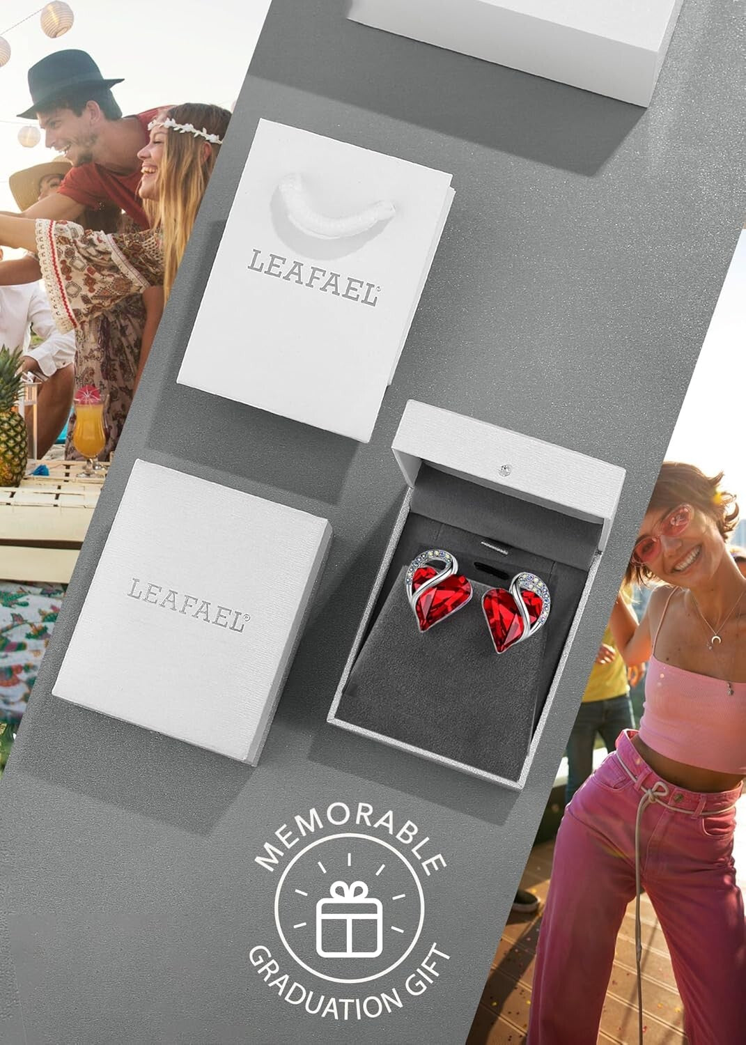 Regal Silver Plated Birthstone Earrings with Love Heart Design - June & July