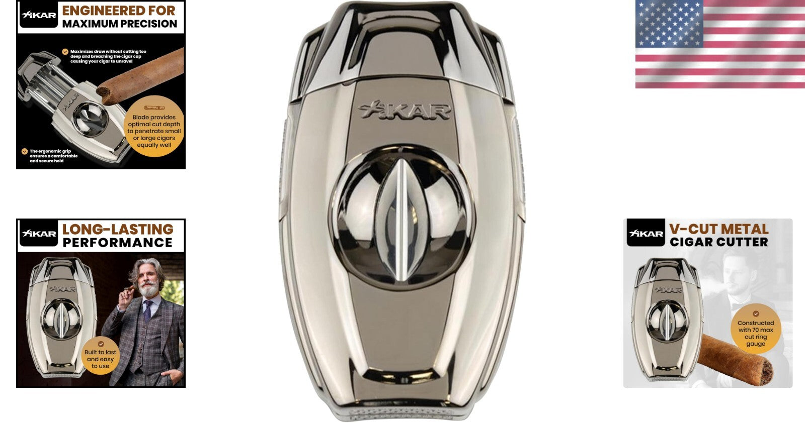 Elegant VX2 V-Cut Cigar Cutter: Effortless Operation for 54-70 RG Cigars