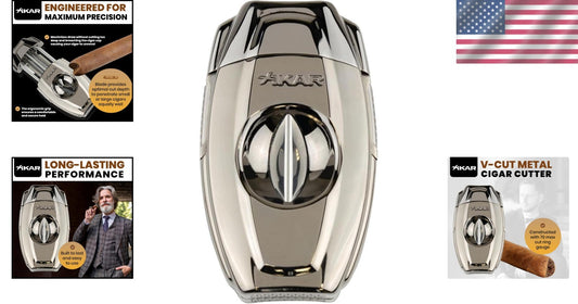 Elegant VX2 V-Cut Cigar Cutter: Effortless Operation for 54-70 RG Cigars