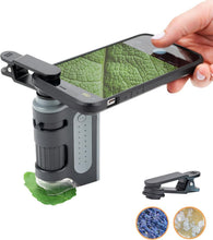 Load image into Gallery viewer, Professional Pocket Microscope with LED Light &amp; Smartphone Clip - Set of 4