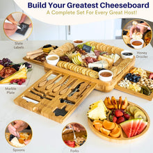 Load image into Gallery viewer, Extra Large Marble &amp; Bamboo Charcuterie Board Set - 27 Entertaining Accessories