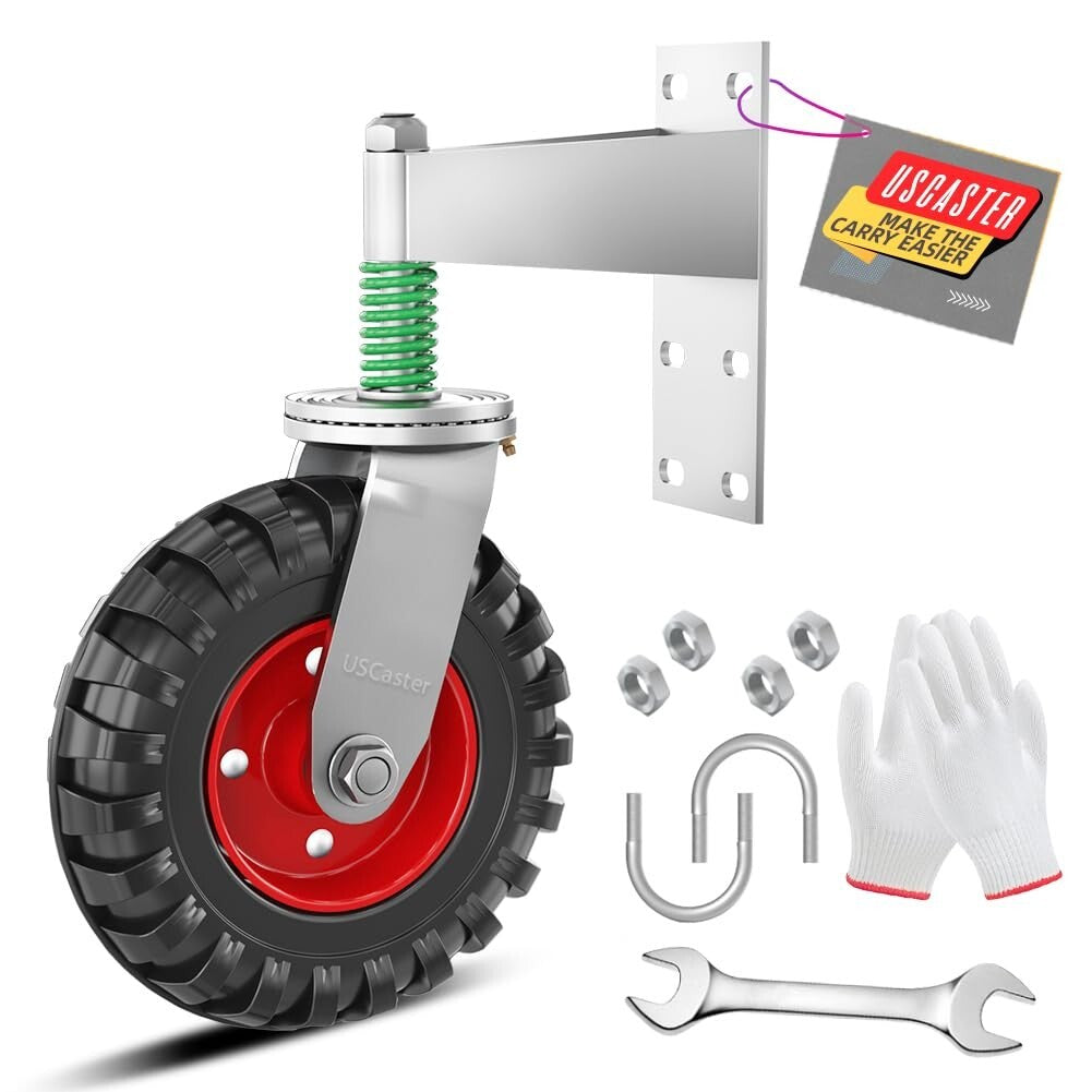 Effortless Installation 8-Inch Gate Caster - 360° Rotation with Spring Mechanism