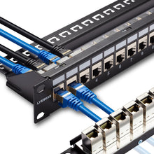 Load image into Gallery viewer, Easy Install 19 Inch Inline Keystone Patch Panel for 24-Port Network Solutions