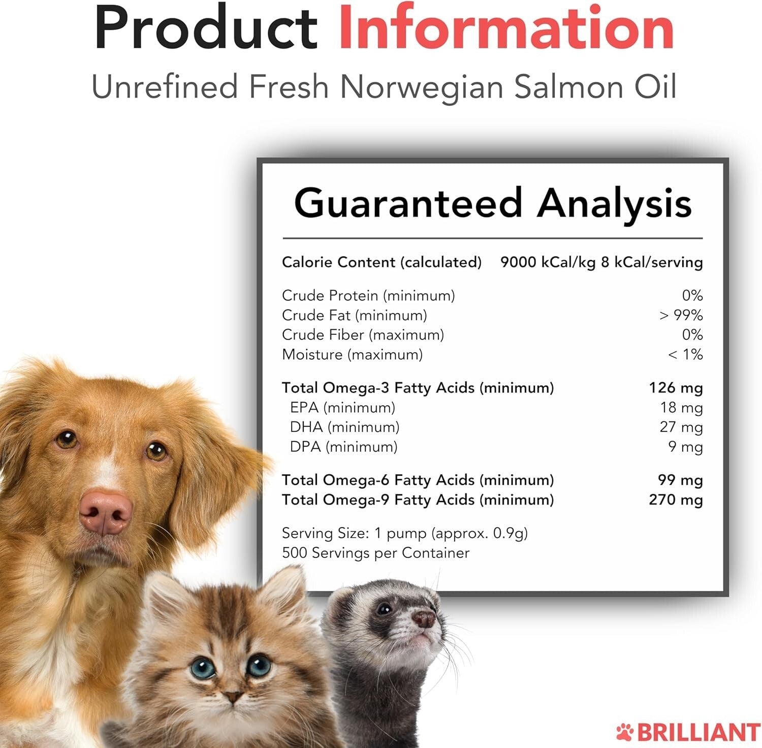 Omega 3 Salmon Oil for Dogs - Natural Supplement for Coat & Joint Health, 32.8oz