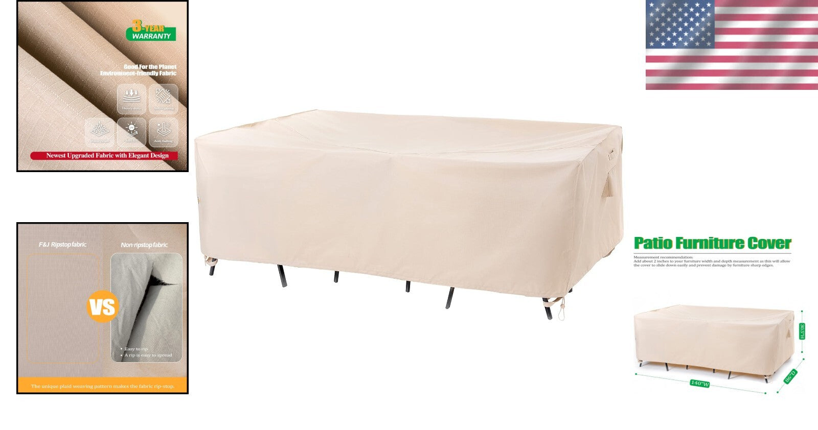 Extra Large Waterproof Patio Furniture Covers 140"x86" - Heavy Duty Protection