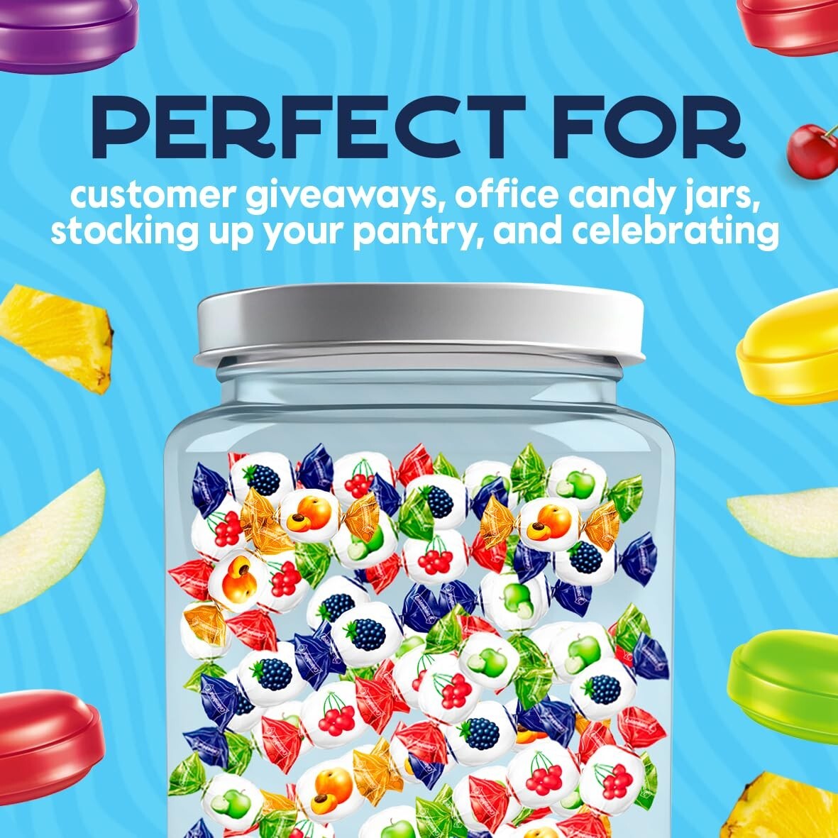 Bulk Pack of 4 Delicious Fruit Drops - 2.2lbs of Assorted Candies to Enjoy