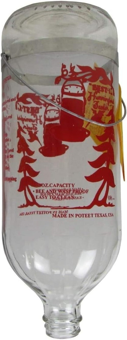 Elegant 2 Pack 32 Oz. Glass Hummingbird Feeders with 8 Ports and Hanging Hooks