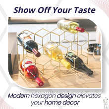Load image into Gallery viewer, 14-Bottle Countertop Wine Rack - Rust Resistant Gold Stand for Kitchen &amp; Pantry