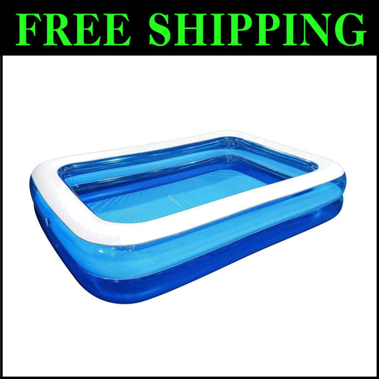 Easy Inflate Giant Kiddie Pool - 10 Feet Rectangular Pool for Endless Summer Fun