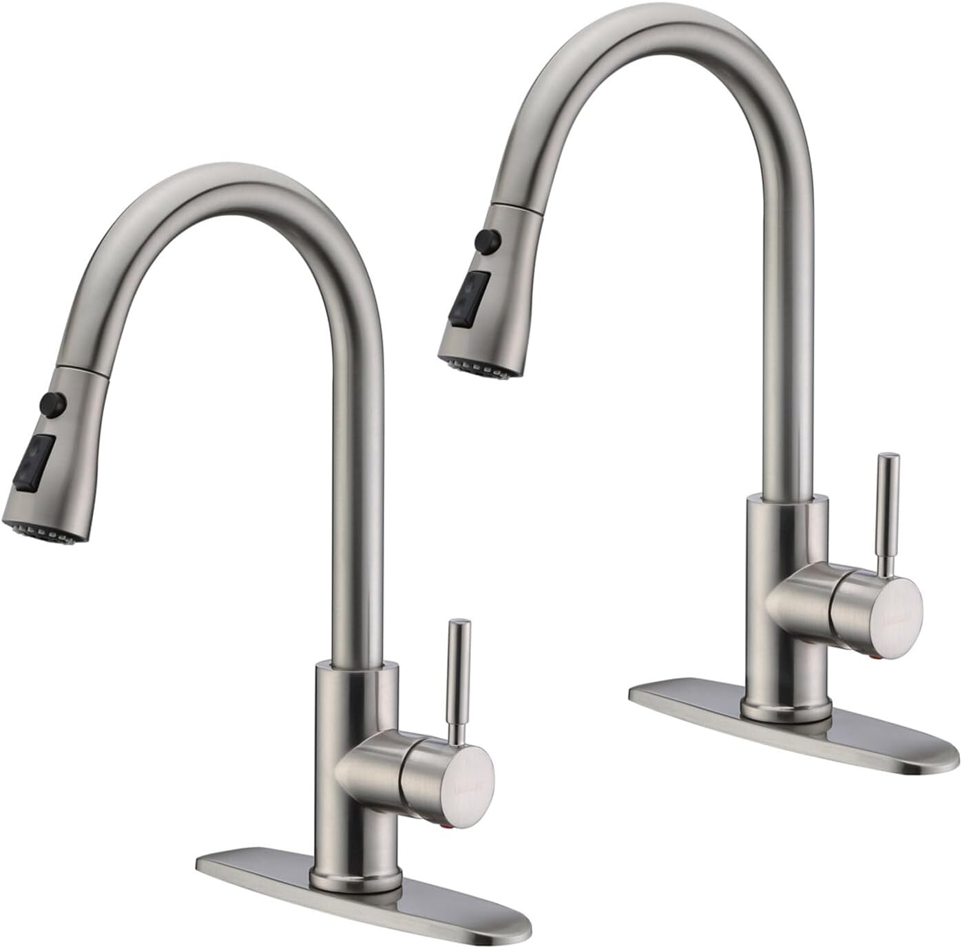 Easy Install Brushed Nickel Kitchen Faucet with 360° Pull Down Sprayer - 2 Pack