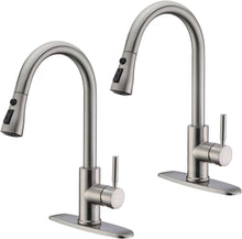 Load image into Gallery viewer, Easy Install Brushed Nickel Kitchen Faucet with 360° Pull Down Sprayer - 2 Pack