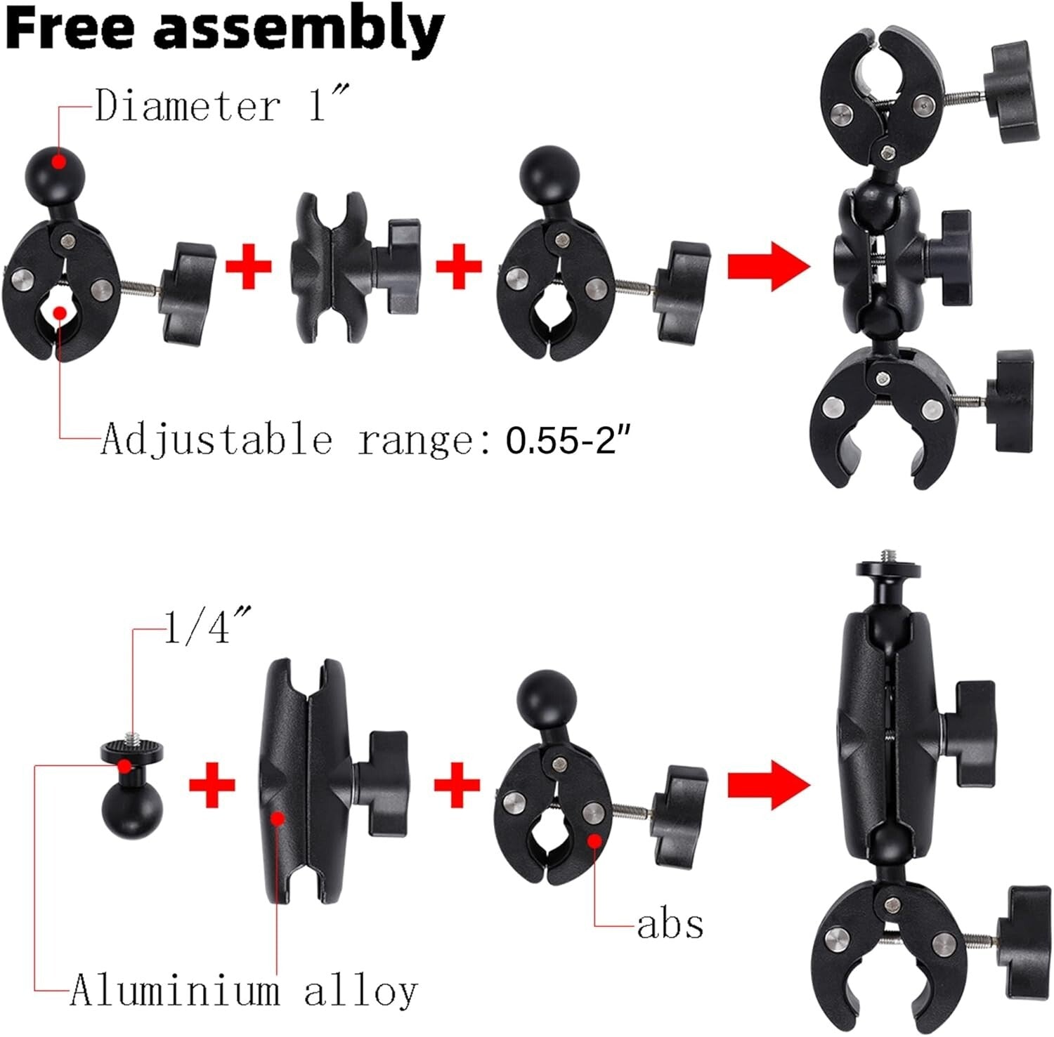 Adjustable 61" Selfie Stick & Mount Kit for Smooth Motorcycle Video Shooting