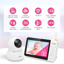 Load image into Gallery viewer, Pan &amp; Tilt Video Baby Monitor with 5'' LCD, Secure Transmission, Up to 1000ft