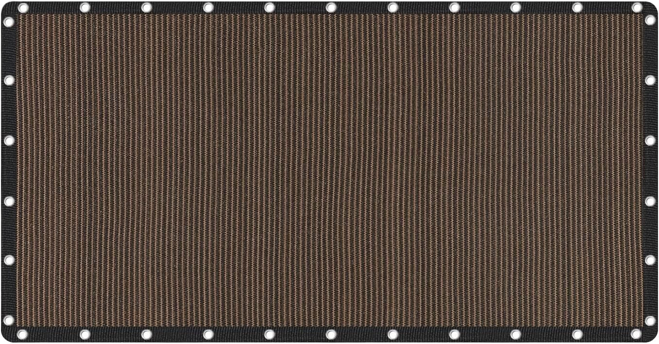 Reinforced Grommet Shade Cloth 10x20 FT - Mocha, Easy Setup & UV Shielding