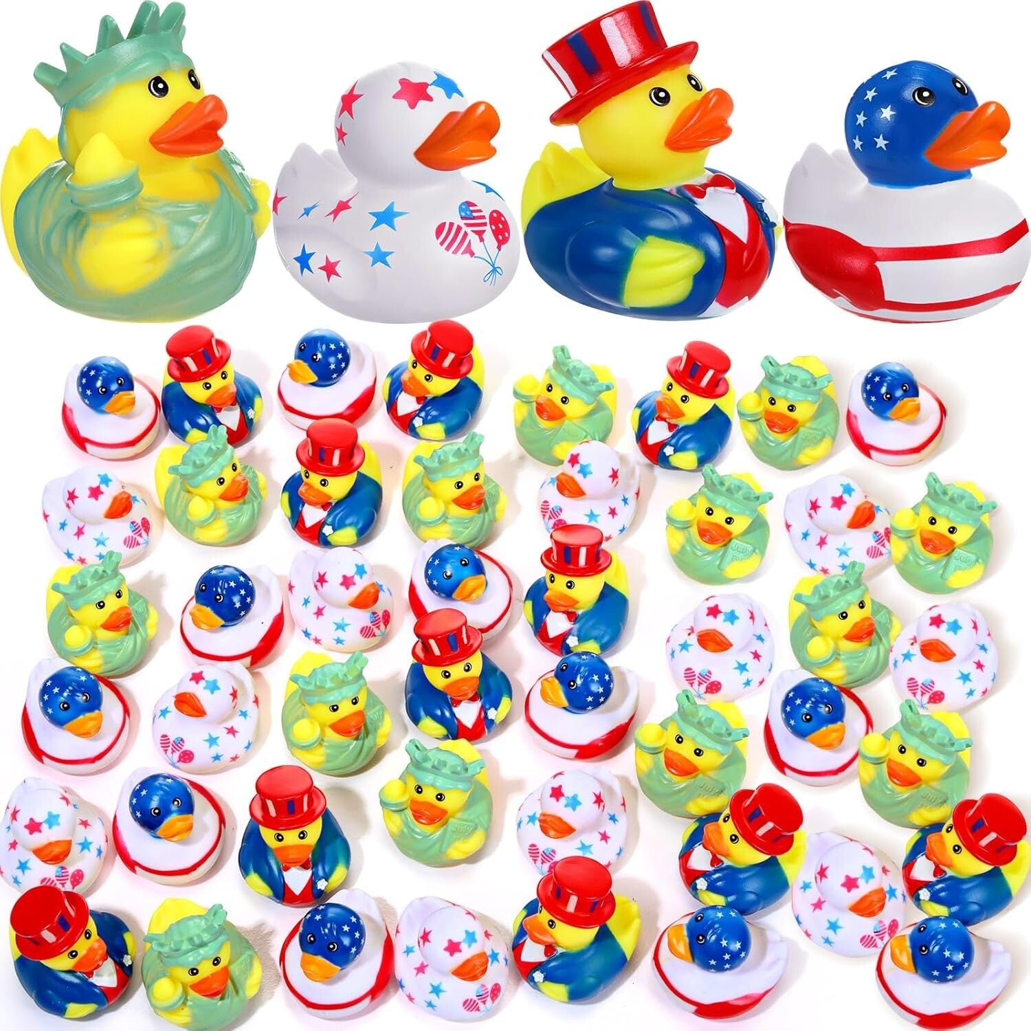 Portable 72-Piece Rubber Duck Set - Perfect for Kids' Independence Day Fun