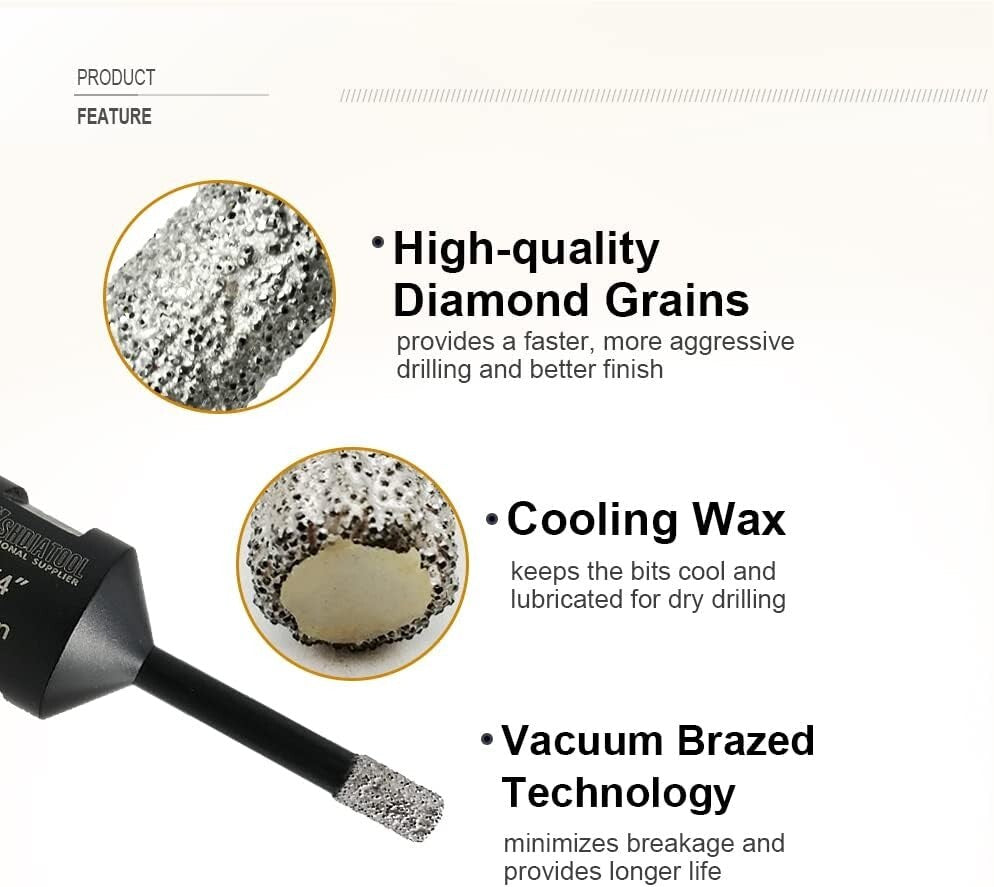 Compact Diamond Core Drill Bits Set with SDS Adapter for Precision Cutting