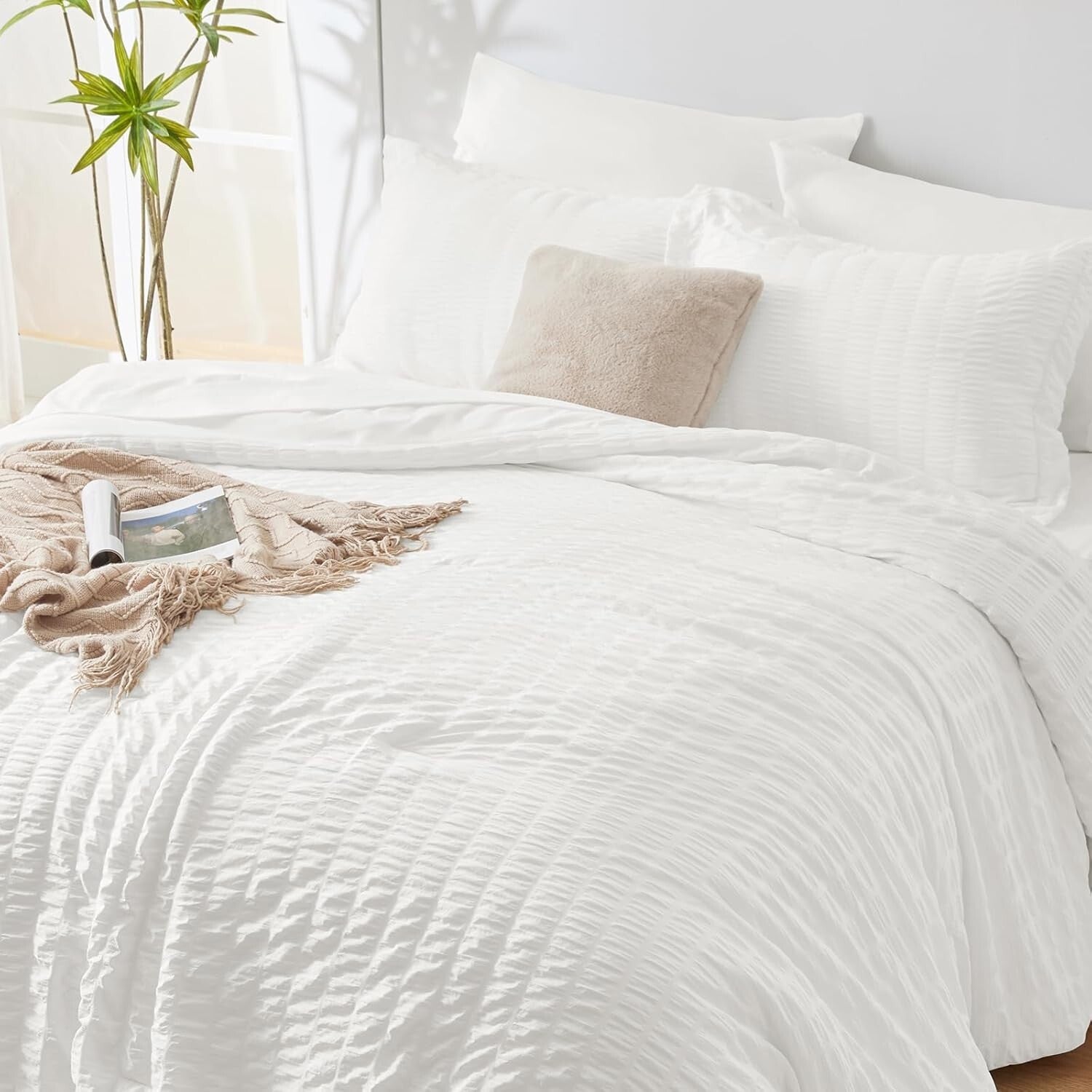 Machine Washable King Comforter Set - Stylish 7-Piece Bedding for All Seasons
