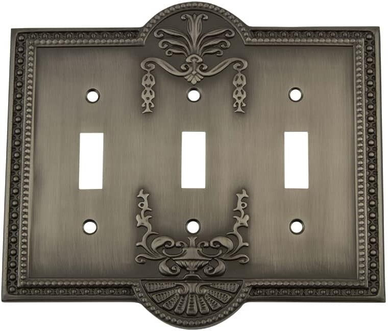 Curved Edge Antique Pewter Switch Cover - Durable Brass Craftsmanship