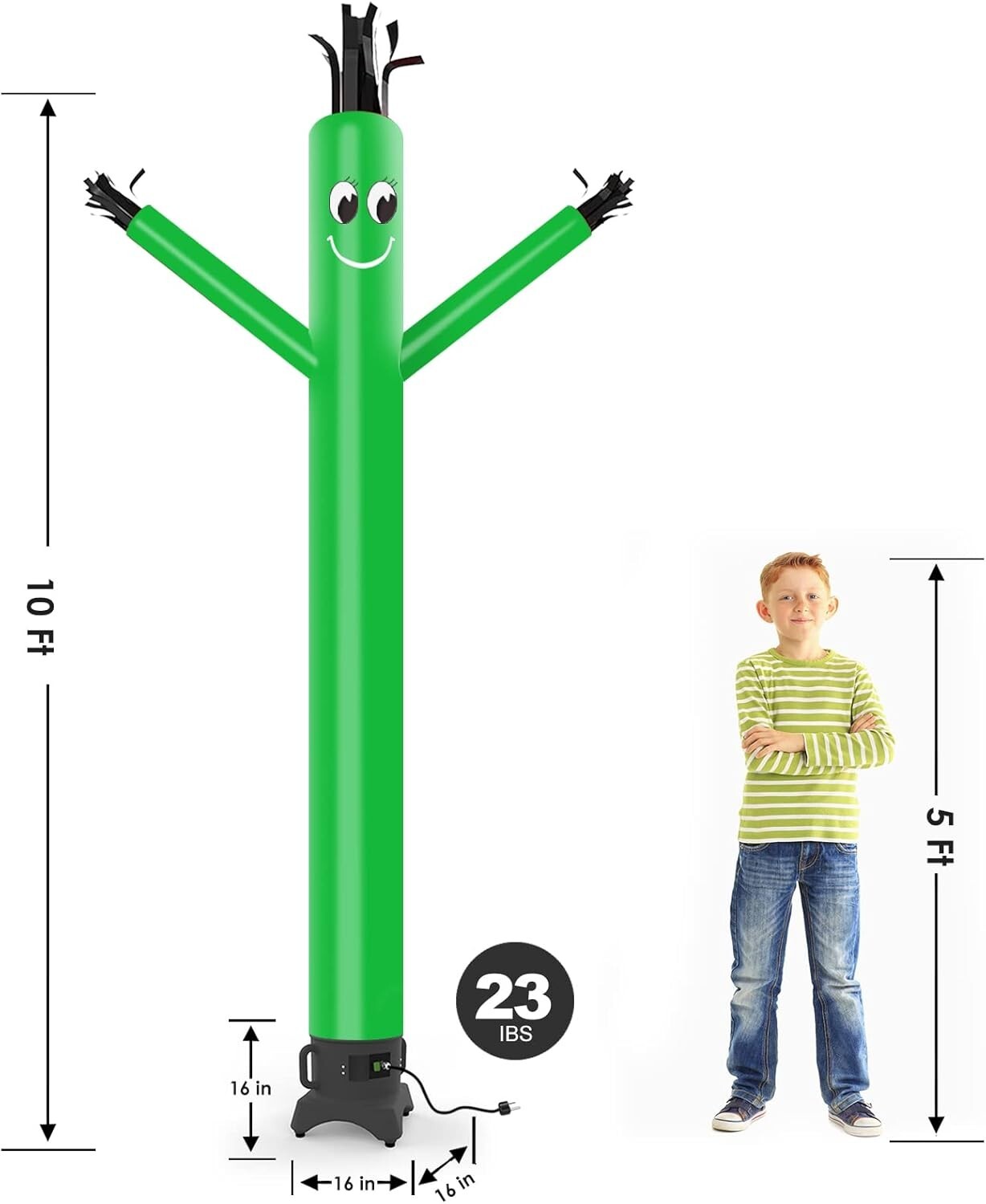 10ft Green Inflatable Waving Dancer Tube Man with Blower - Perfect Holiday Sign