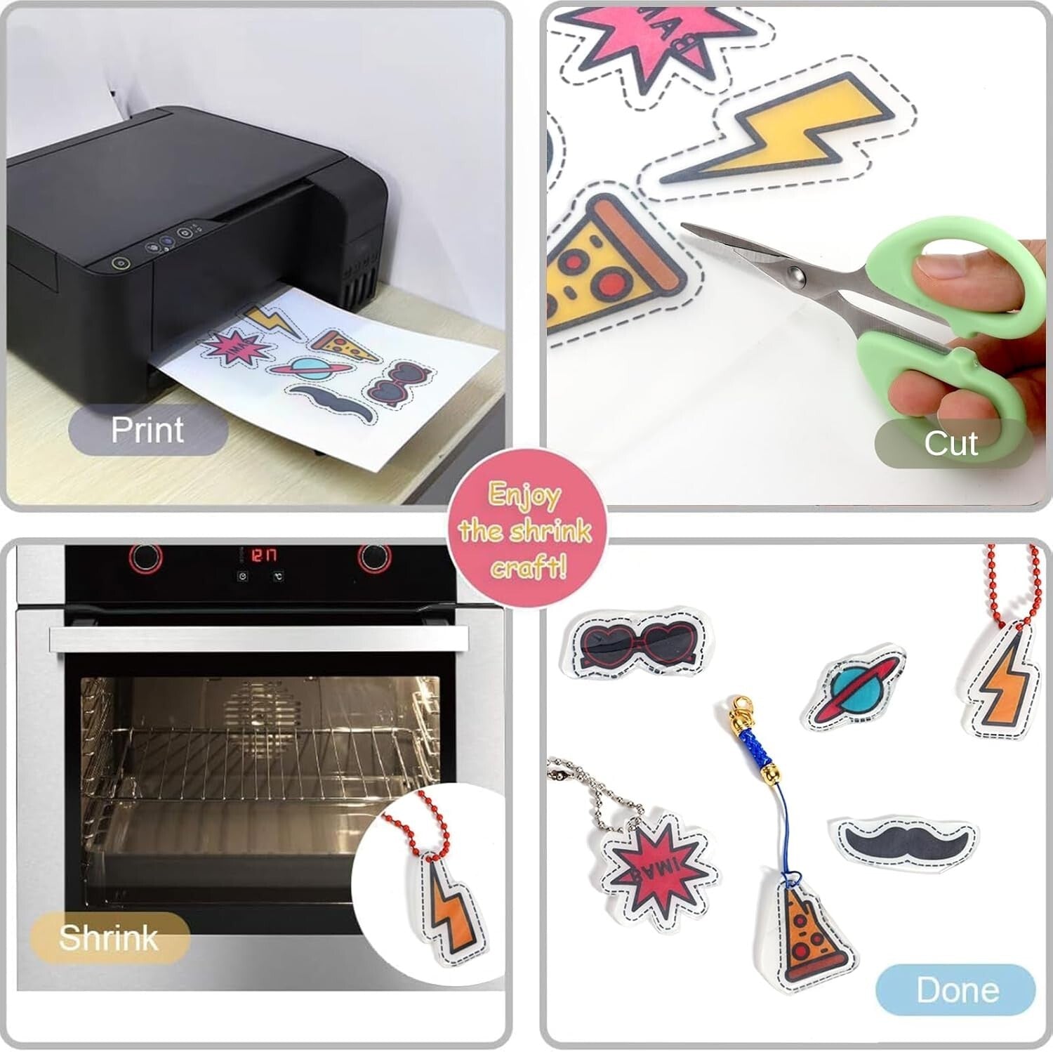 50 Sheets Printable Shrink Plastic - DIY Craft Kit for Creative Projects