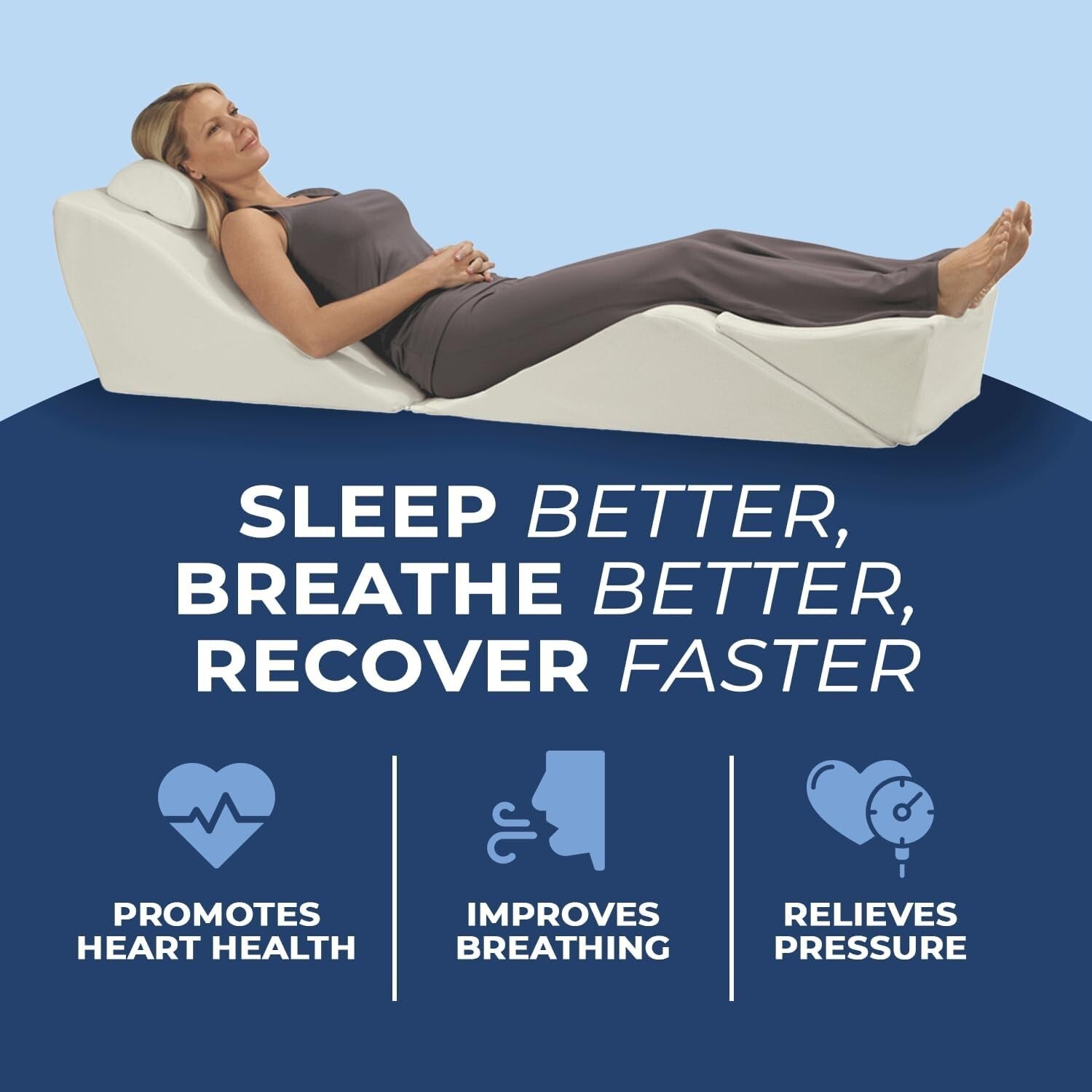 4 Piece BackMax Wedge Pillow System with Machine Washable Cover & Comfort Foam