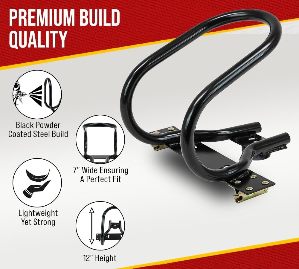 Black Powder Coated 7" Wheel Chock for E-Track - 2 Pack Motorcycle Protection