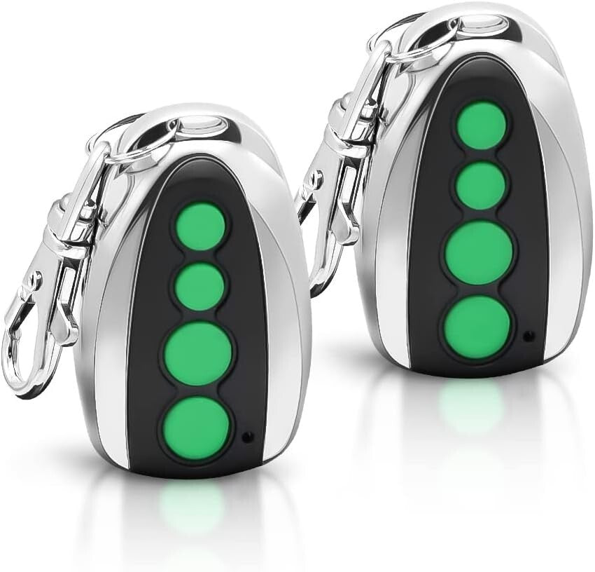 Ergonomic 4-Button Gate Remote Controller - 65ft Range - 2-Pack Security Fobs