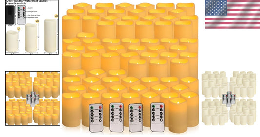 Set of 72 Waterproof Flameless Candles - Romantic, Safe Lighting for Kids & Pets