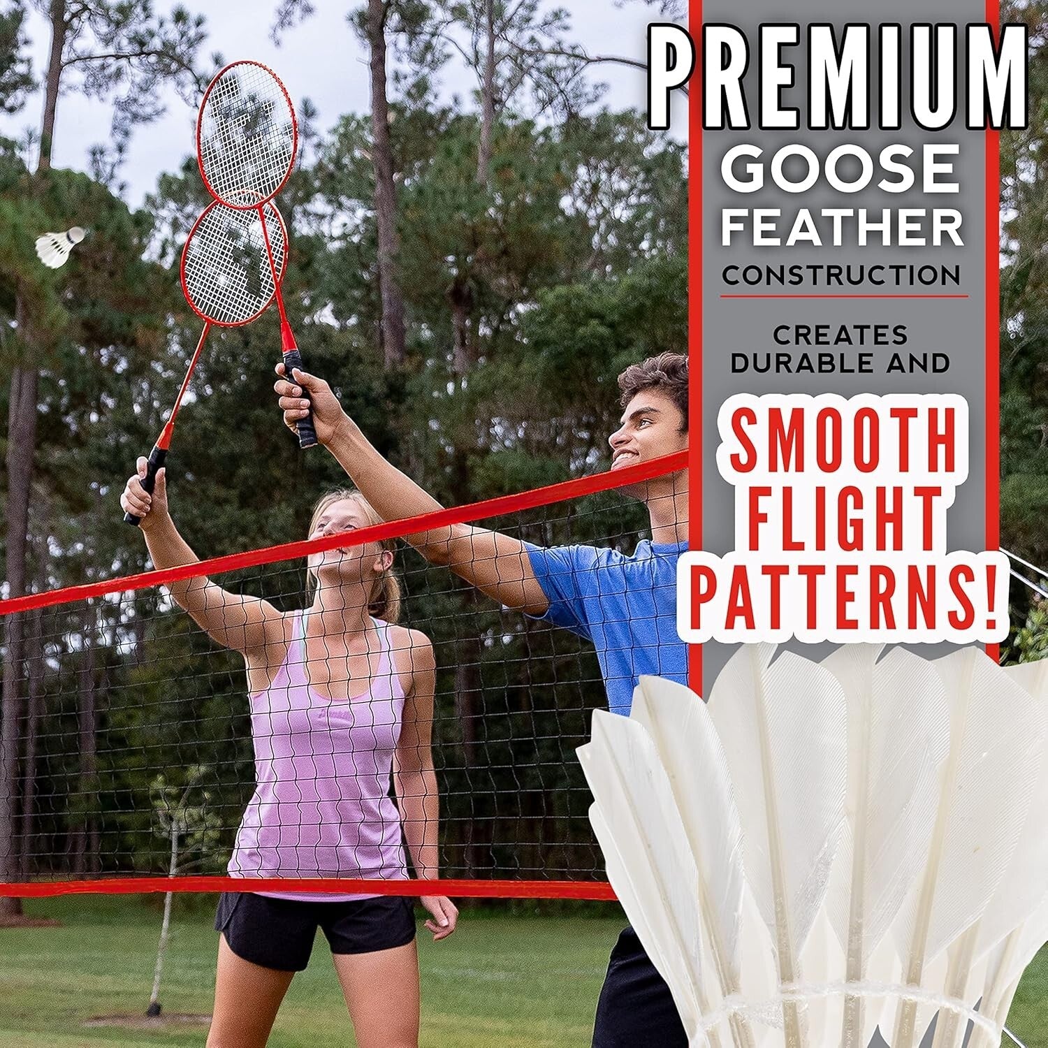 Champion Badminton Net Set - Sturdy Poles, Rackets, and Birdies for Backyard Fun