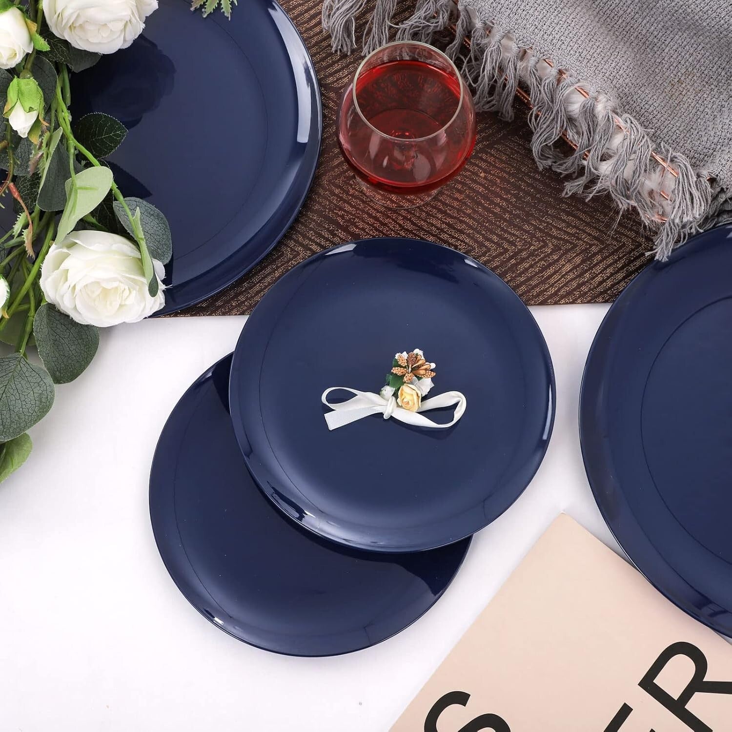 Durable 100PCS BPA-Free Blue Dinner & Dessert Plates - Perfect for Gatherings