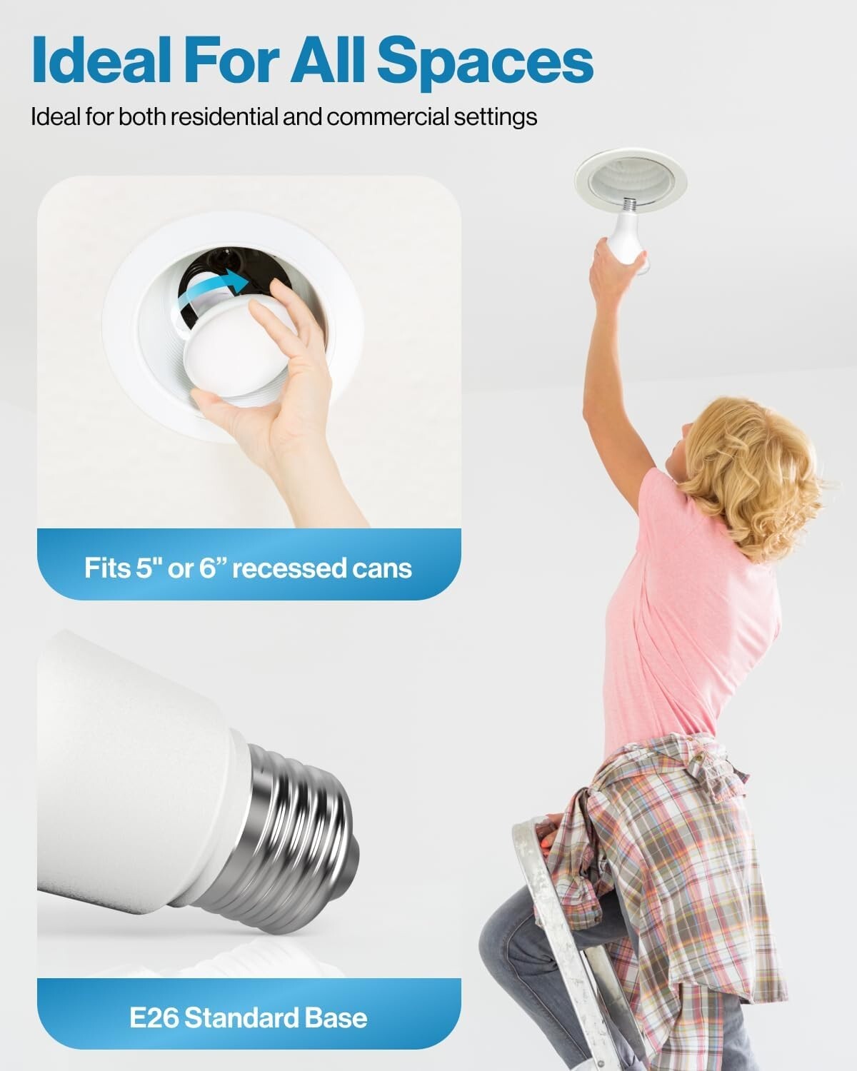 Energy-Efficient LED Bulbs - 12 BR30 Dimmable Flood Lights, Instant Brightness