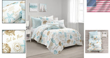 Load image into Gallery viewer, Harbor Life 5-Piece Reversible Coastal Quilt Set - Twin/Twin XL - Beach Theme