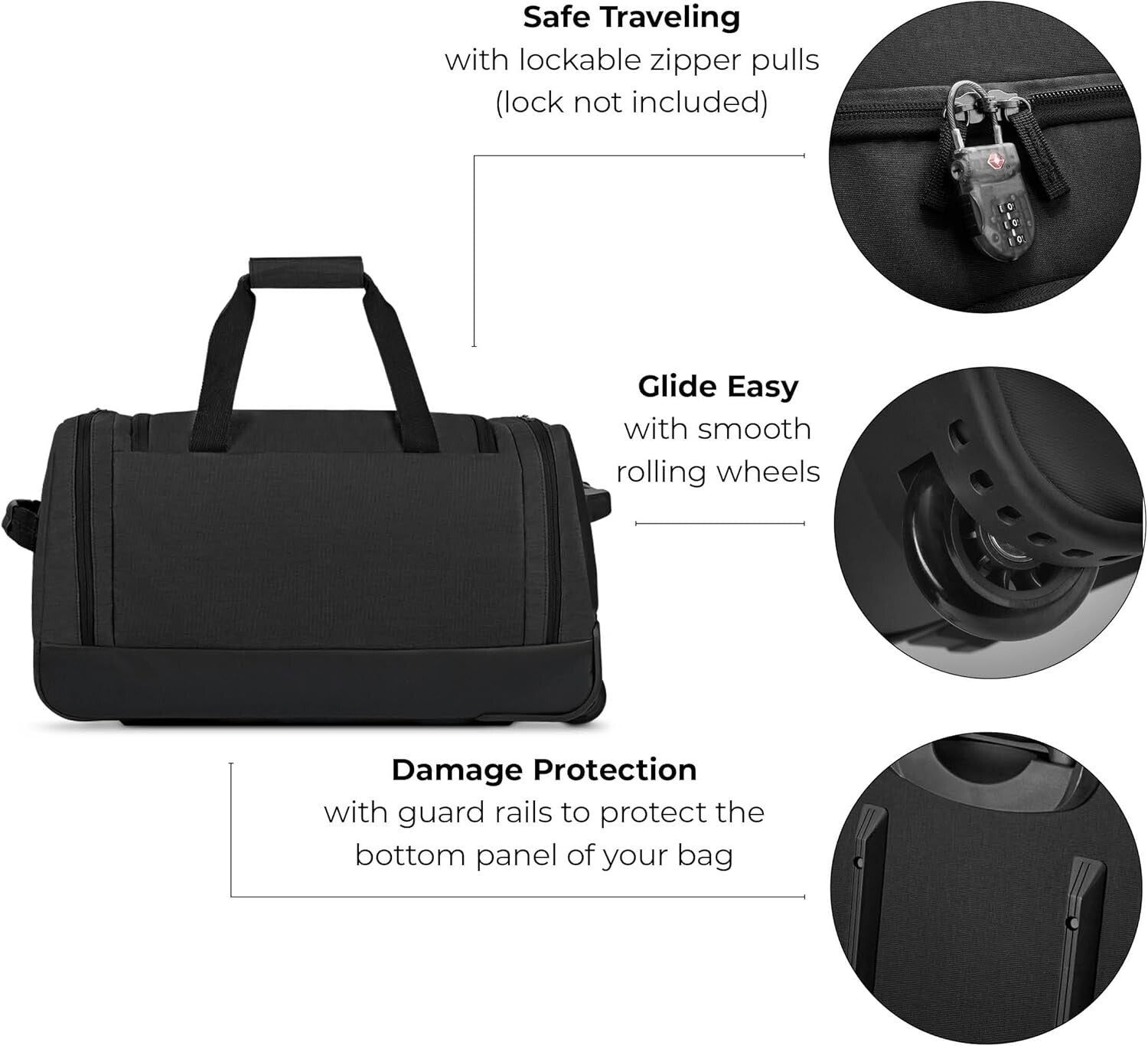 Compact 22 Inch Wheeled Duffle Bag - Lightweight Design for Modern Travelers
