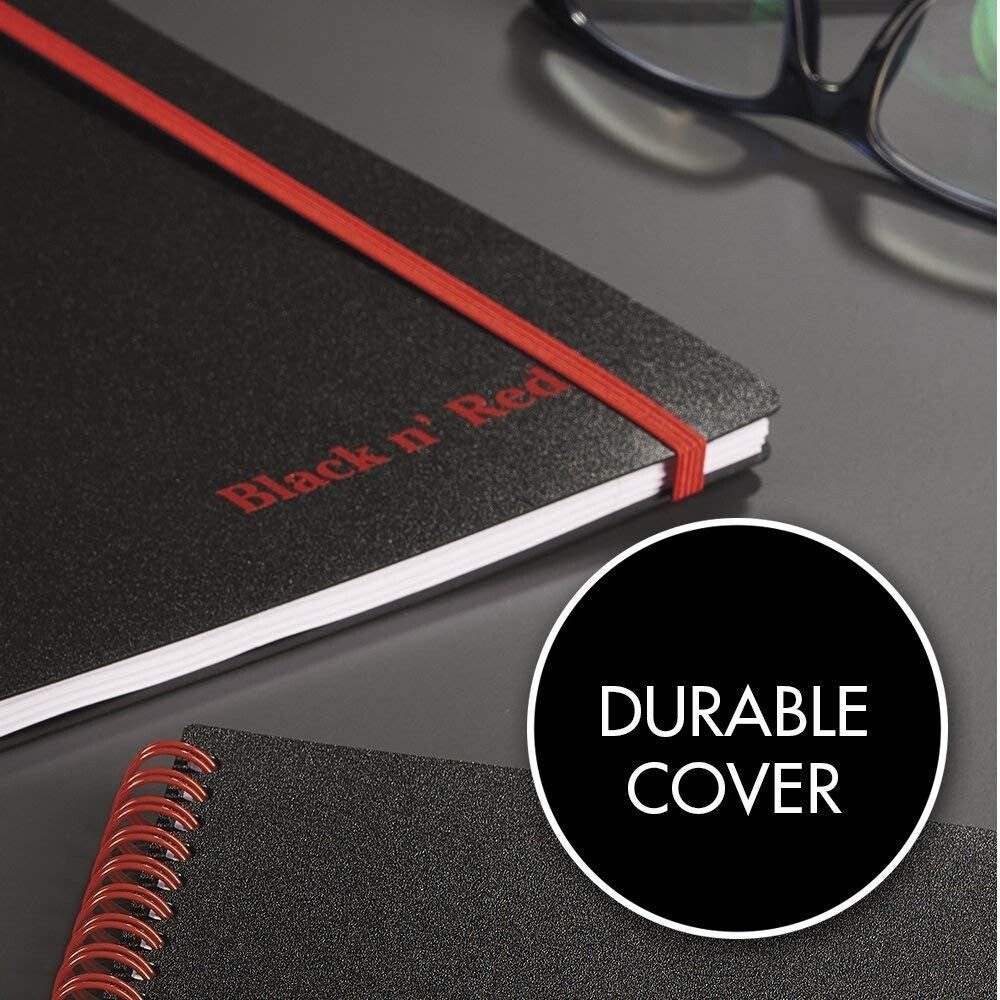 Lightweight Black n' Red Notebook with 70 Ruled Pages - Perfect for On-the-Go