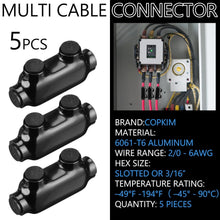 Load image into Gallery viewer, Durable Black Splice Connectors with Oxide Inhibitor - 5 Pack for 2/0-6 Wires