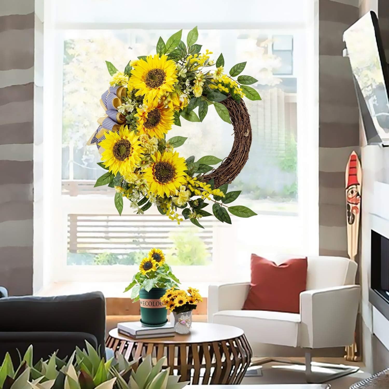 Charming 18' Sunflower Wreath Perfect for Valentine's and Mother's Day Gifts