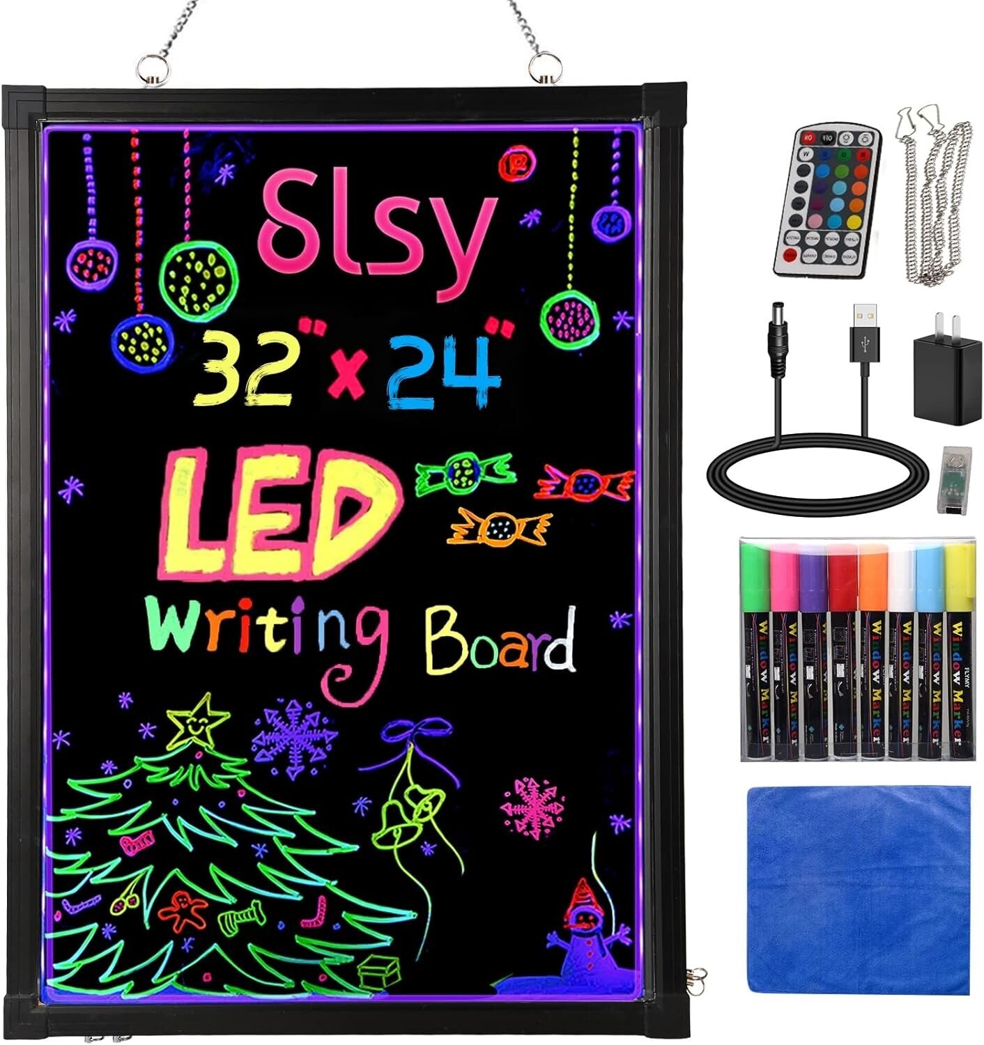 Versatile LED Message Board: 28'' x 20'' Erasable Sign with Remote Control