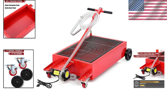Effortless Oil Changes with Heavy-Duty Oil Drain Cart & 8 Ft Hose for Mechanics