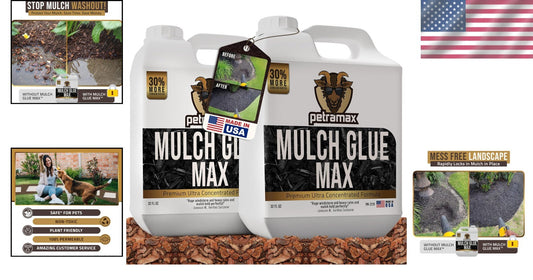 Concentrated Landscape Rock and Mulch Glue - Pet Safe & Durable, 64oz Pack