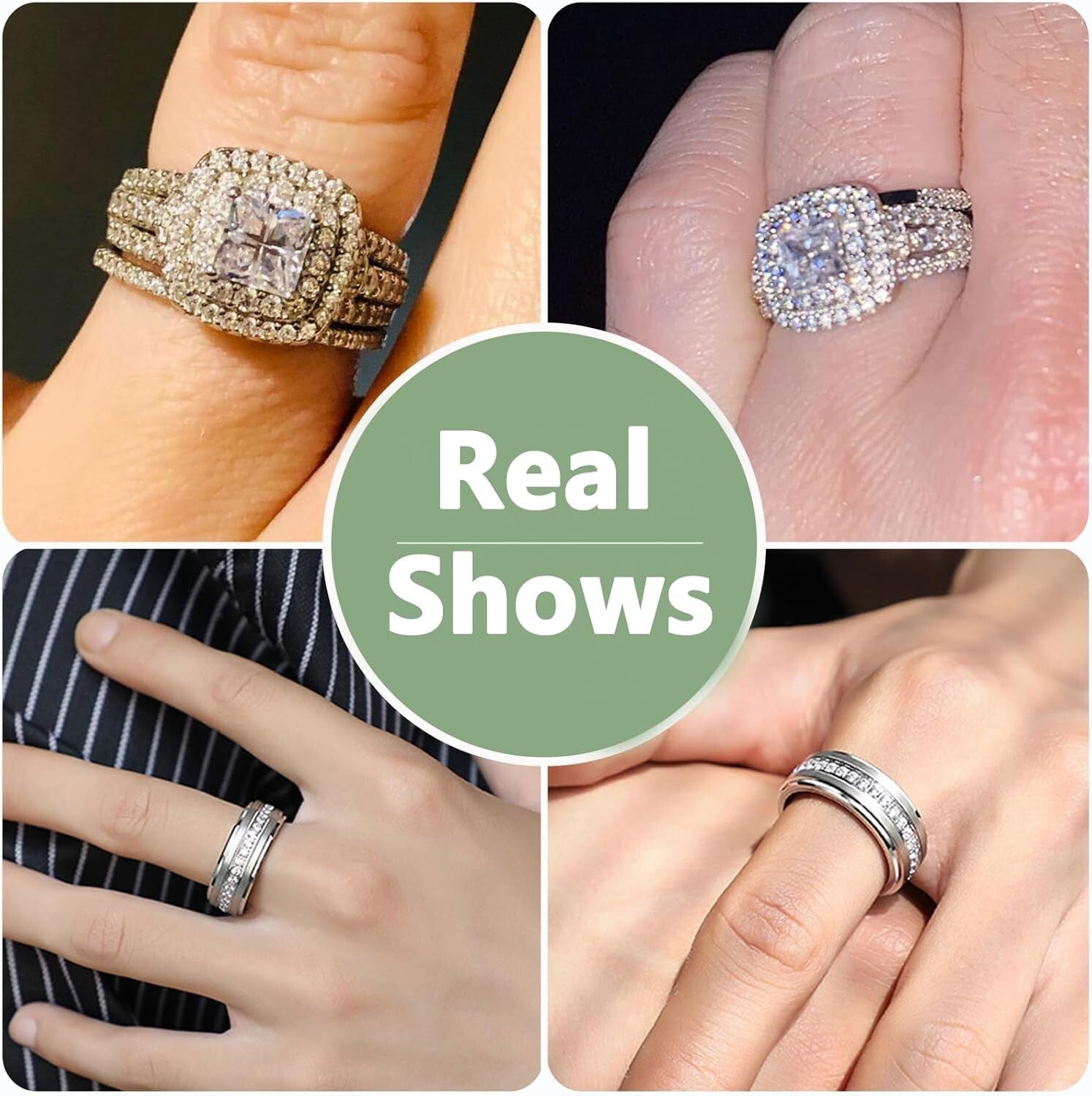 His and Hers Tungsten & Sterling Silver Wedding Ring Set - Gift Ready Packaging