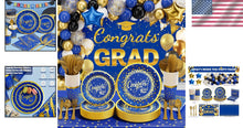 Load image into Gallery viewer, 2025 Graduation Party Supplies - 245 PCS Blue &amp; Gold Complete Decoration Kit