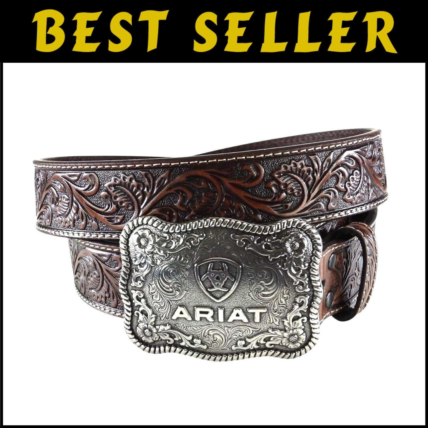 Durable Men's Leather Belt with Interchangeable Buckle - Perfect Western Style