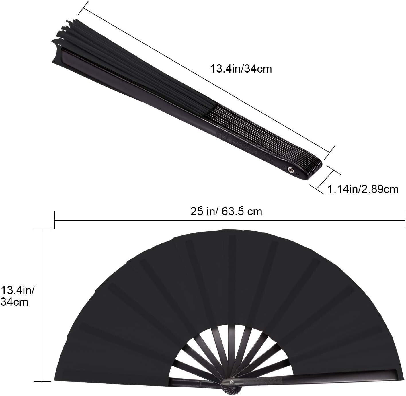 Stylish Handheld Tai Ji Fans - 6 Reusable Black Folding Fans for All Occasions