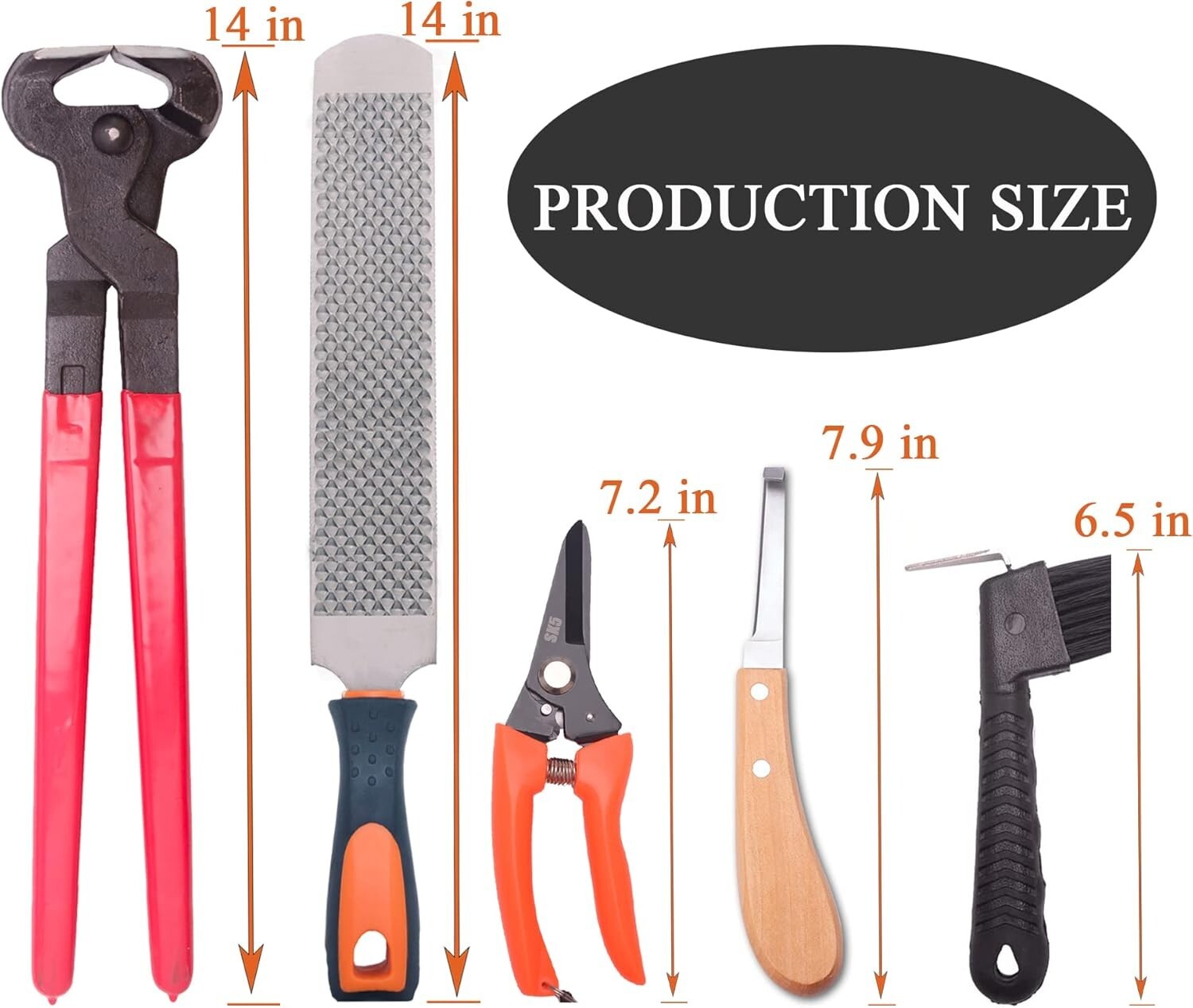 Compact 7-Piece Hoof Trimming Tool Set with Gloves - Perfect for Professionals