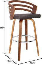 Load image into Gallery viewer, Elegant Jayden Swivel Bar Stool with Brown Faux Leather &amp; Walnut Finish - 26"