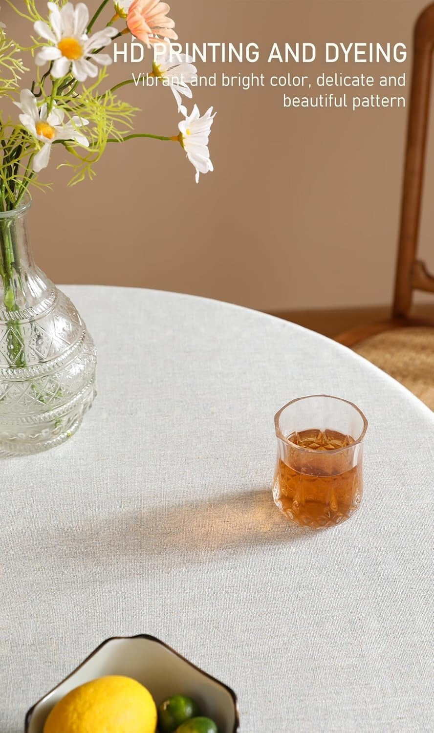 Luxury 67” Round Table Cover with Exquisite Floral Design - Machine Washable