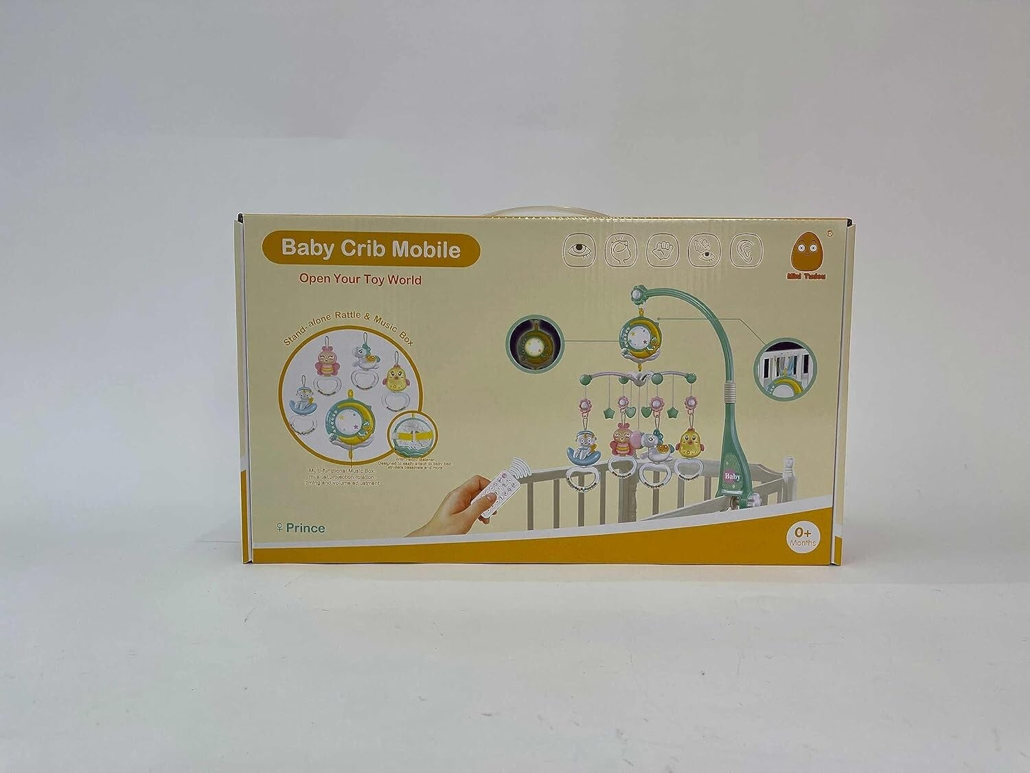 Delightful Crib Mobile with Light Up Projector & Rotating Rattles for Newborns