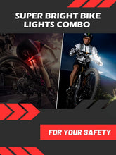 Load image into Gallery viewer, Stunning 800 Lumen USB Rechargeable Bike Lights Front &amp; Rear - Waterproof Design